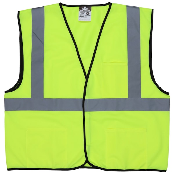 Mcr Safety Hi-Vis Economy Safety Vest L Class 2 , Hook & Loop 3 Pockets VCL2SLL - main